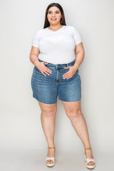 Judy Blue Full Size High Waist Slim Denim Shorts Medium OutfitFlow
